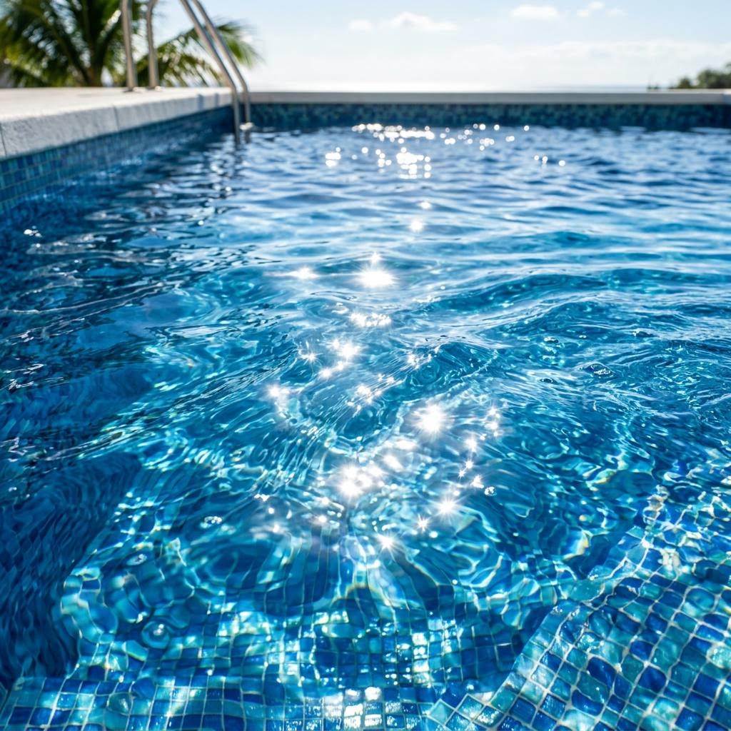 Illustration of discoloured pool water before cleaning